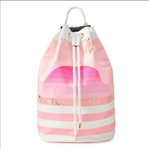 VICTORIA'S SECRET Striped Cinch Backpack or Sling Bag - MSRP $58 - NEW NWT‎